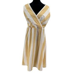 Christopher Bank Striped Cotton Wrap Dress Women 12 Sleeveless Old Money Coastal